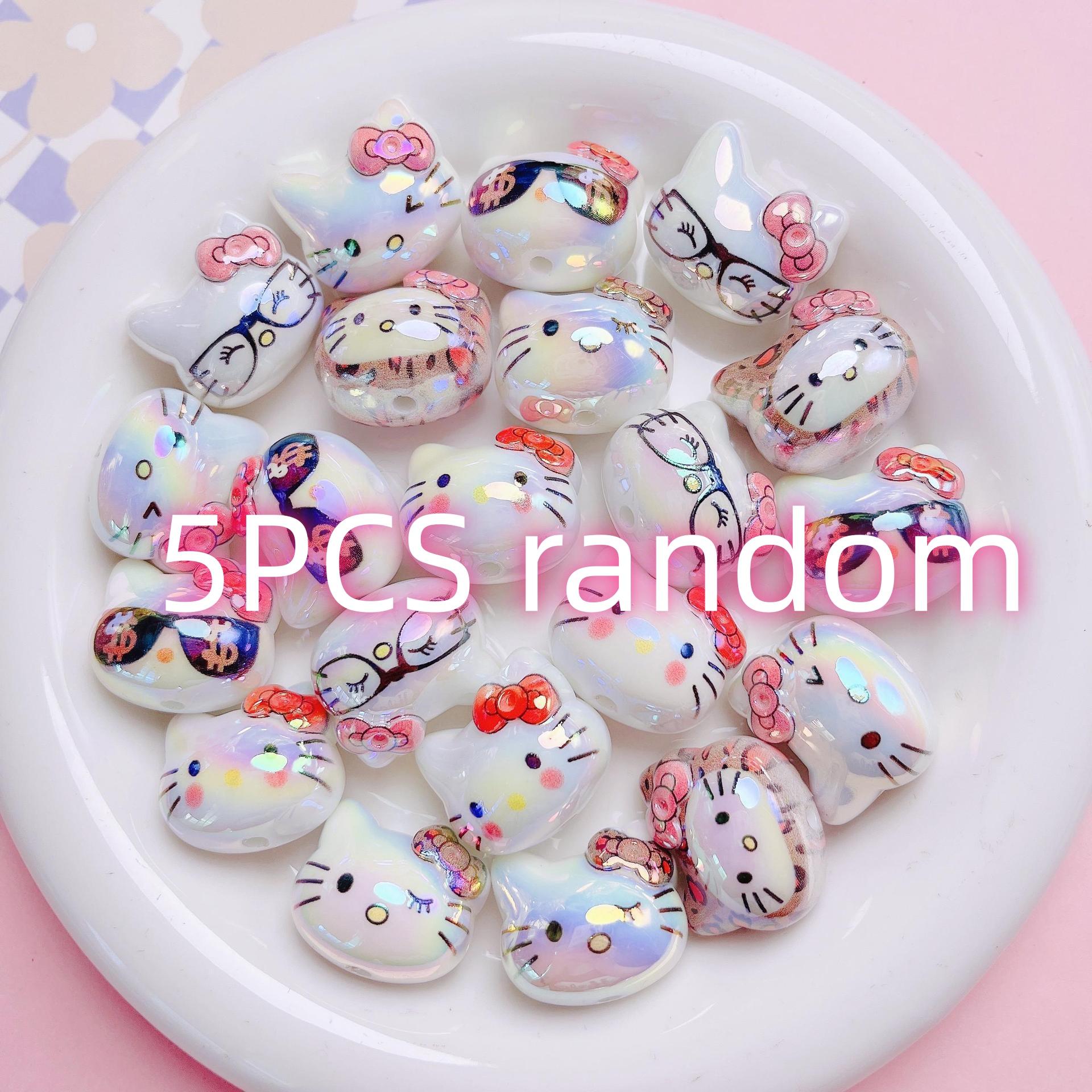 

5/30PCS Colorful Kitty Cat Straight Hole Bead Bead DIY Mobile Phone Chain Handmade Bag Hanging Jewelry Material Accessories
