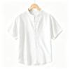 2026 Men's Summer Stand Collar Cotton Linen Short Sleeve Casual Shirt - Breathable, Loose Fit