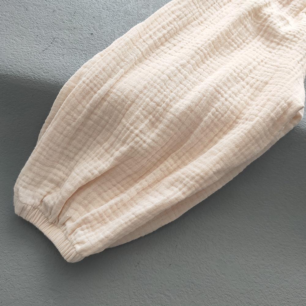 Pantaloni estivi per bambini coreani, casual, in cotone e lino, tinta unita, larghi e plissettati, pantaloni harem a vita alta per ragazze.