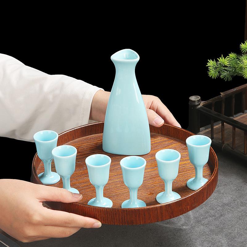 Japanisches Sake-Bar-Set Keramik-Weinset Weinkrug Tasse Sake-Ausgießer Haushalt Restaurant Party Trink-Barzubehörset Geschenk 2025 Neu