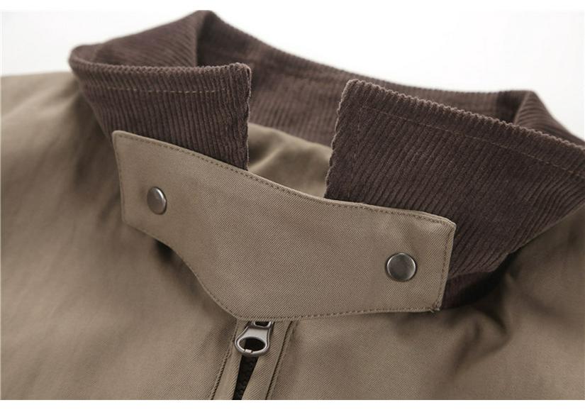 QIYOU 2025 Autumn Retro Color Block Flight Jacket with Large Pockets for Men and Women