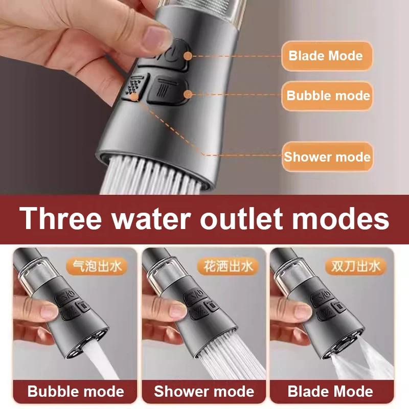 Universal 3 Mode Kitchen Faucet Adapter Aerator Shower Head Filter Home Water Saving Bubbler Splash Filter Tap Nozzle Connector