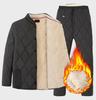 Men's Lambswool Winter Set: Warm Cotton Jacket and Pants for Elderly, Multi-Pocket Design