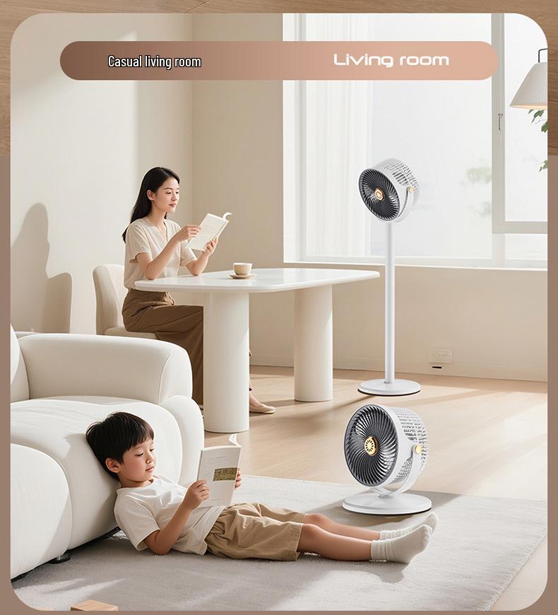 Rechargeable Vertical Floor and Desktop Circulation Fan for Home and Office