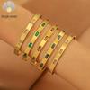 Emerald Cut Cubic Zirconia Titanium Steel Bracelet - Women's Fashionable European & American INS Style, Light Luxury High-End Jewelry