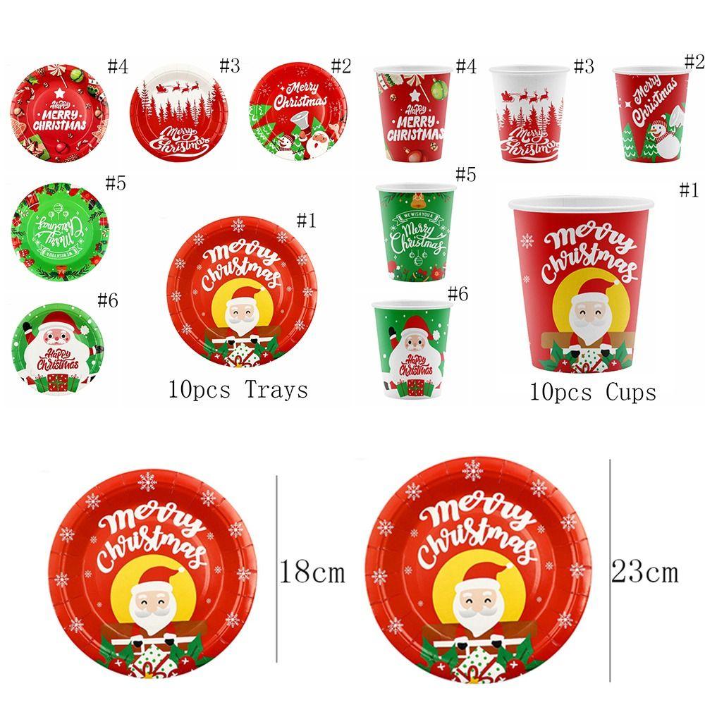 Environmental Christmas Paper Plates Disposable Christmas Paper Cups Christmas Tableware Set  Home