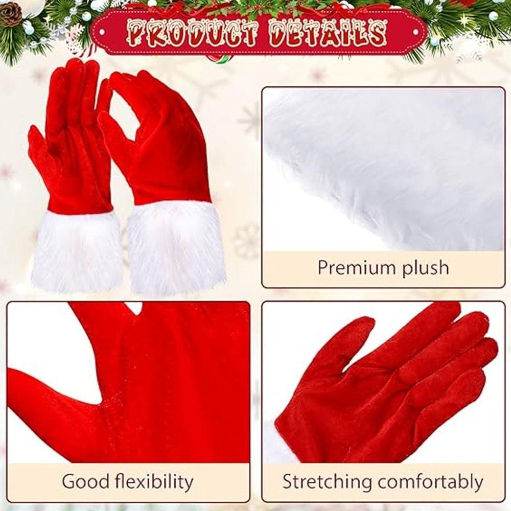 Short Santa Claus Gloves Warm Pleuche Christmas Gloves Festival Dress Party