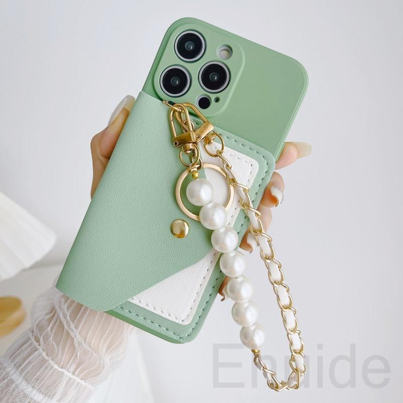 Custodia Braccialetto Perla per Xiaomi Redmi Note 15 Pro Plus 14 15C 13C 14C Mi 15T 14T 13T Portafoglio in Pelle Slot Carte Cover Morbida in Silicone