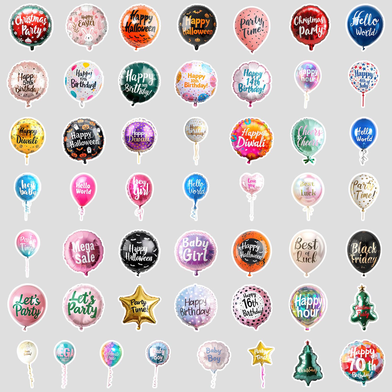 

50 шариков граффити наклейки креативные наклейки для канцелярских товаров с воздушными шарами наклейки для украшения водонепроницаемые наклейки для стакана воды, компьютера, мобильного телефона