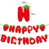 Red Happy Birthday Banner Birthday Party Decor Celebration Banners Strawberry Banners  Home Indoor