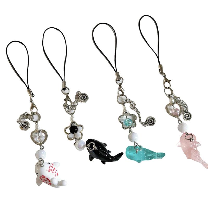 1PC Summer Handmade Beaded Wave Point Shark Hanging Pendant Charm Cute Simulation Marine Life Phone Chain