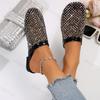 Summer Women Slippers 2026 New Flat Round Toe Slippers Women Breathable Rhinestone Hollow Out Fashion Sandals Zapatos De Mujer