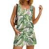 Completo Estivo Casual da Donna con Canotta a Stampa Floreale, Scollo Quadrato, Senza Maniche, Gilet Sportivo con Tasche e Pantaloncini, Abbigliamento Leggero per il Tempo Libero