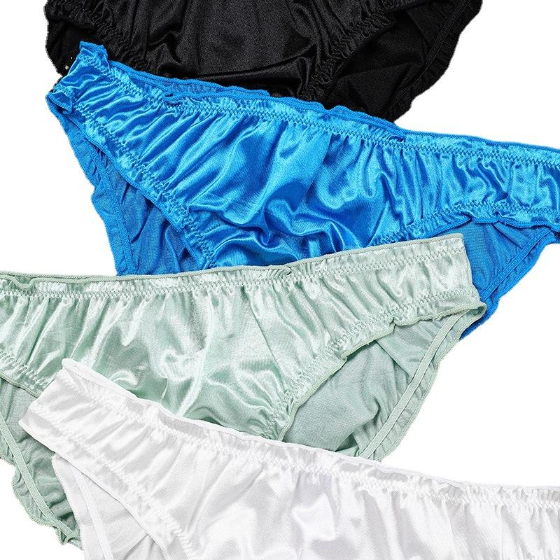 Comfortable super elastic satin satin panties low waist sexy soft pure cotton crotch breathable European and American panties women