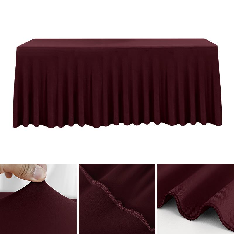 Spandex Rectangle Table Skirts 4/5/6/8ft Fitted Table Cover Wrinkle Resistant Cloth for Hotel Wedding Anniversary Party Decor