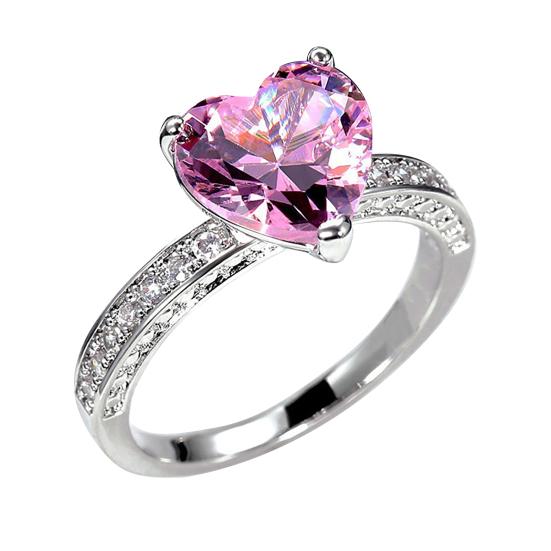 Crystal Heart Ring for Women Cubic Zirconia Heart Shaped Engagement Promise Band Ring Fake Diamond