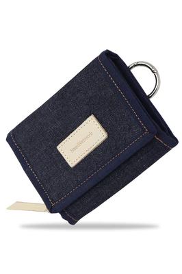 Okayama Denim Wallet Bifold Compact Billfold Zipper Coin Purse Large Capacity Carabiner Outdoor Wallet Card Case Coin Case [Need Network] Men's