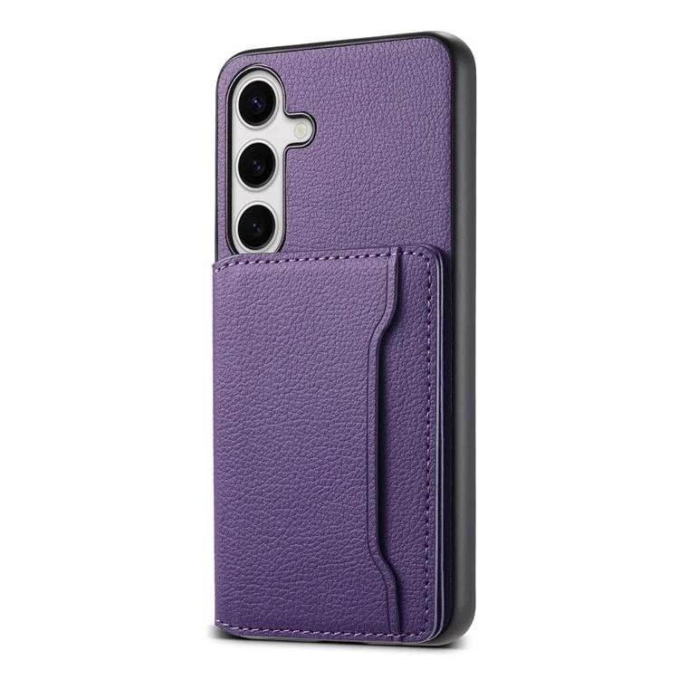 

For Samsung Galaxy S24+ Phone Case Calf Texture Leather+PC+TPU Kickstand Cover