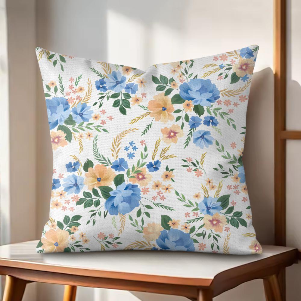 Minimalist Floral Art Cushion Cover Natural Linen Organic Fabric DoubleSided Printing Couch Pillow Covers Home Decor Gift