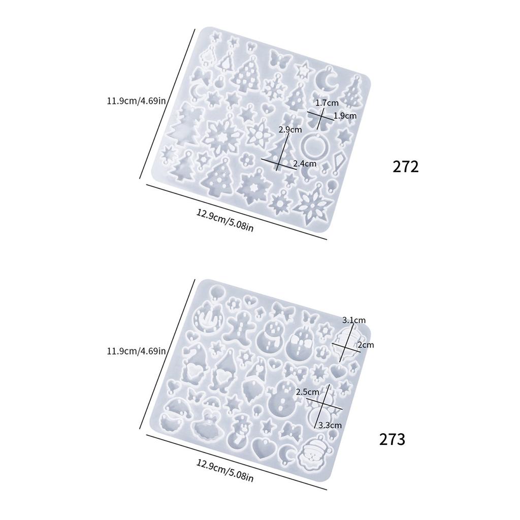 Reusable Silicone Christmas Tree Snowman Bells Earring Mould for Handmade Resin Clay Earrings and Craft