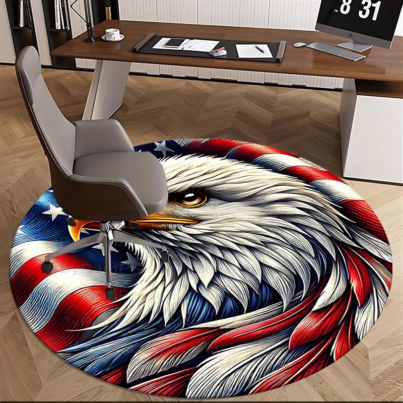 American Flag Eagle Chair Mat - Round Carpet for Home Decor, Office, Living Room, Bedroom, Gift Idea0222b