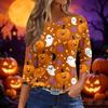 Women's Halloween and Pumpkin Print Short Sleeve Round Neck T-Shirt Casual Pullover Top