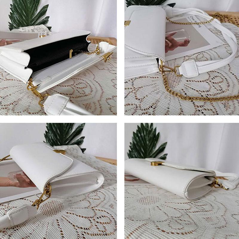 IELGY Geflochtener Schultergurt Einfarbig Gedrehter Schultergurt Verschluss Französischer Stil Golden Vintage Schlichter Stil Tide Kette Messenger Bag