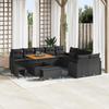 13-piece Garden Sofa with Cushions Black Poly Rattan Acacia, 2-seater Sofa with Storage and Cushions Black Poly Rattan, 3364264