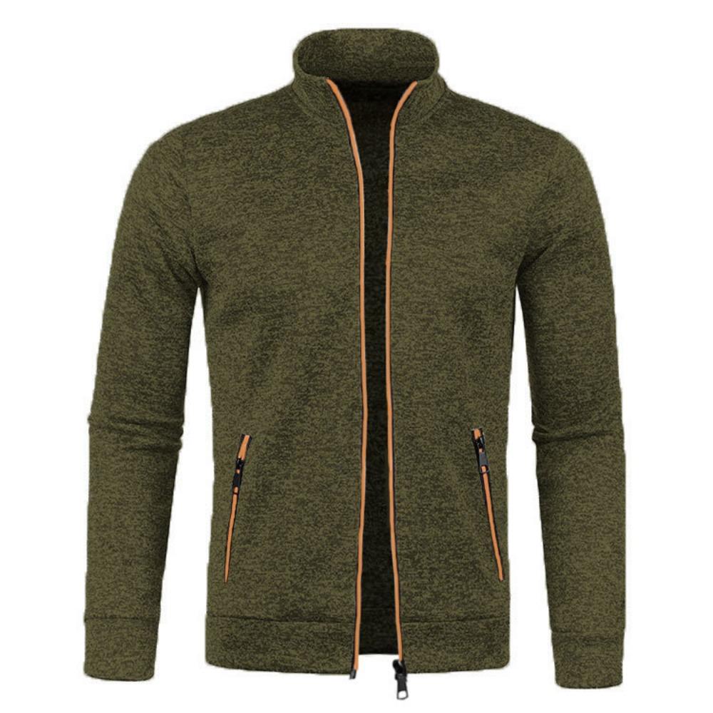 Herbst Winter Neu Einfarbig Langarm Strickjacke Herren Lässig Locker Bequem Reißverschluss Taschen Alleskönner Oberbekleidung