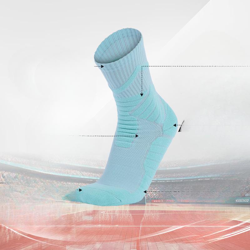 Basketball Professional Towel Sole Socks, Pure Cotton Women's and Men's Solid-color Sports Socks, Shock-absorbing and Anti-slip Mid-calf Socks