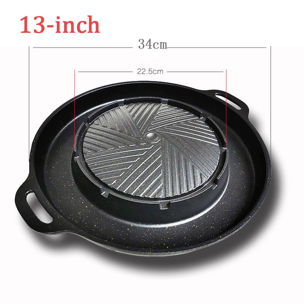KOSUN Padella Grill Antiaderente Vassoio Barbecue Uovo Formaggio Divisore Rotondo Lastra per Grigliare Carne Bistecca Cucinino per Fornello a Gas e Induzione