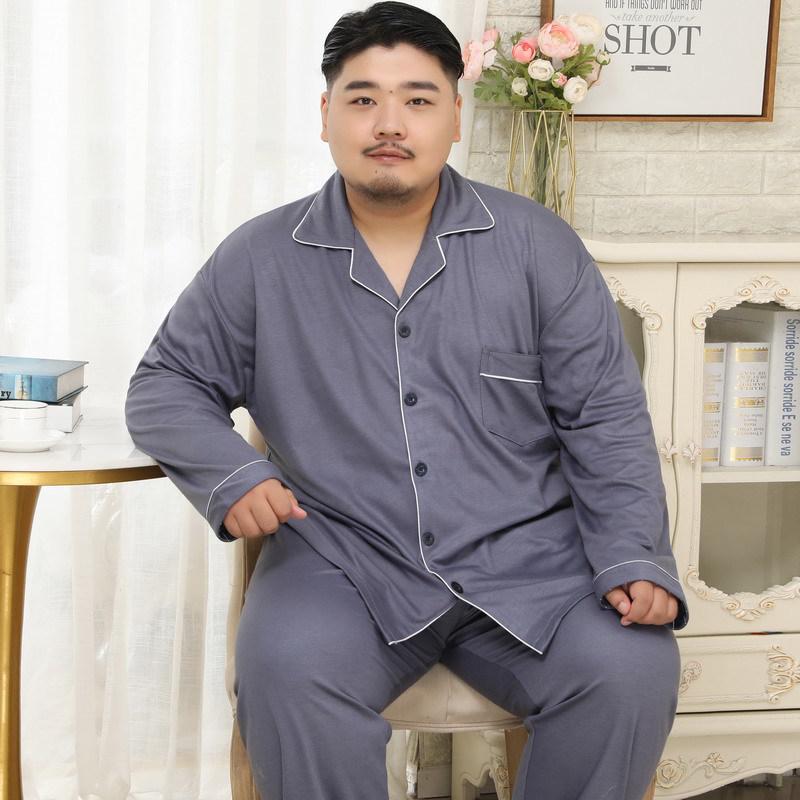 

Мужская пижама Meijiyun из хлопка с лацканами, 5XL — осенне-зимние модели с длинными рукавами для больших размеров 3XL (180-210 lbs)