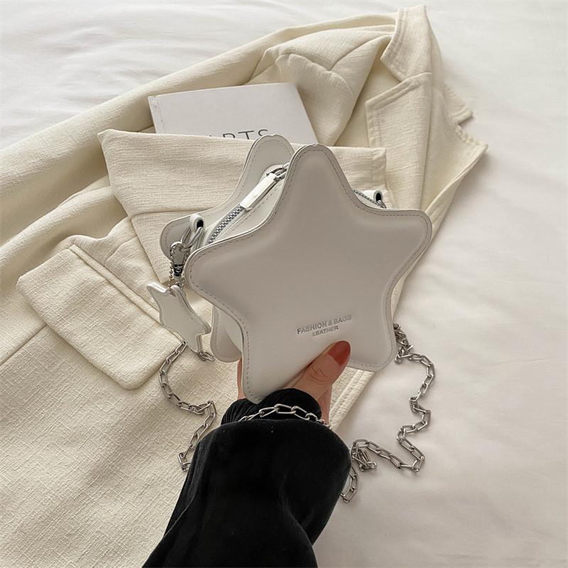 Fashionable Candy Color Star Bag 2024 Cute Cartoon Pu Chain Crossbody Bag