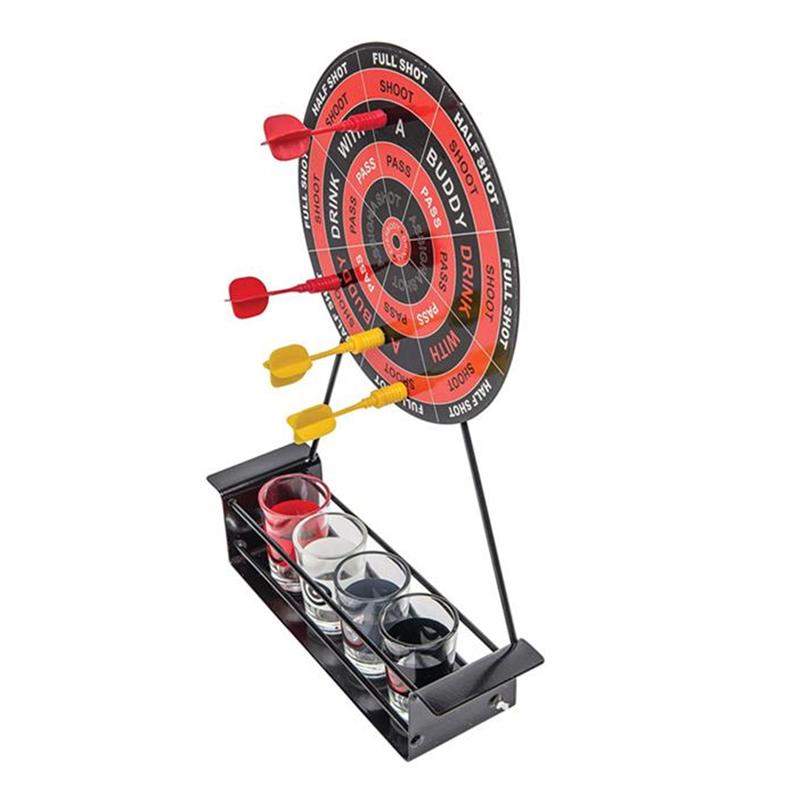 Includes Magnetic Mini Drinking Game Dart Shooting Party Roulette with 4 Cups and 1 Target Rack 4 Darts Betting Bar Game Wineset