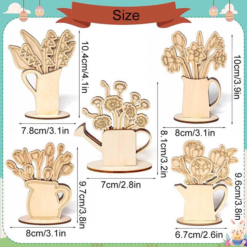 1 Stück Heimdekoration Malerei Handwerk Bouquet Ornament Handgefertigt DIY Holz Kreative Geschenke Mehrschichtige Kunstblumen Vasendekoration