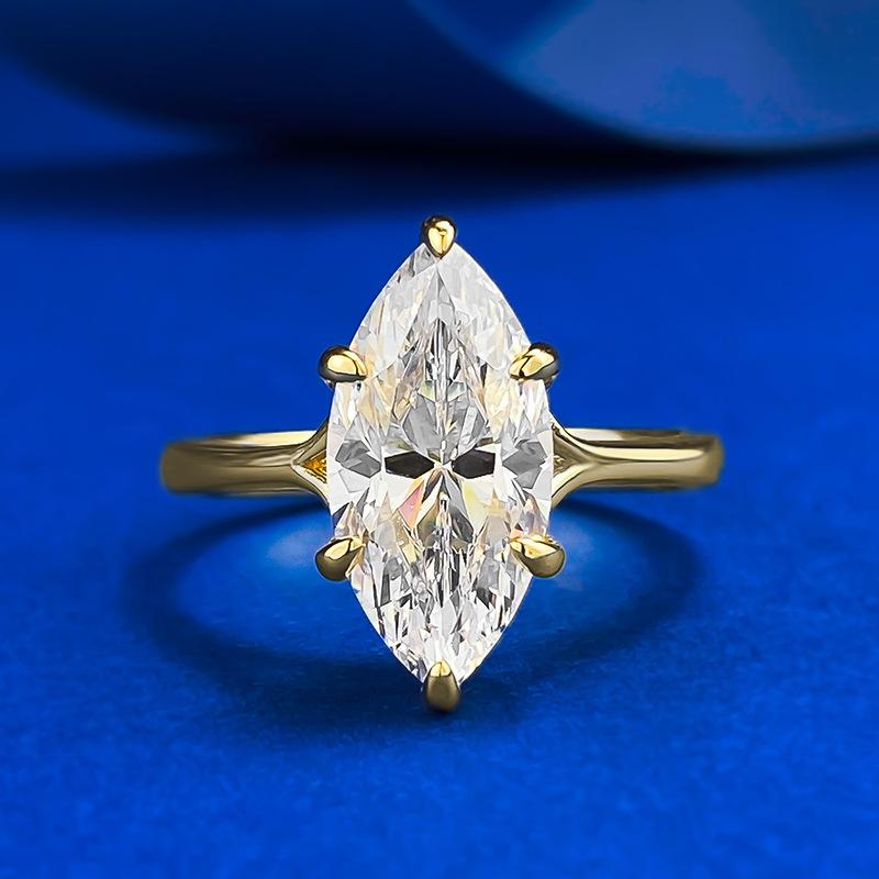 Gold-Plated 7 * 14 Horse'S Eye Diamond Ring Wind Wedding Ring Ring Female