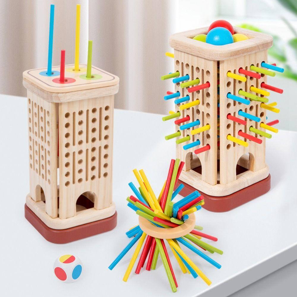 Fun Wooden Stick Board Game Colorful Sticks Wooden Stick Tower Toy Set  Boys/Girls