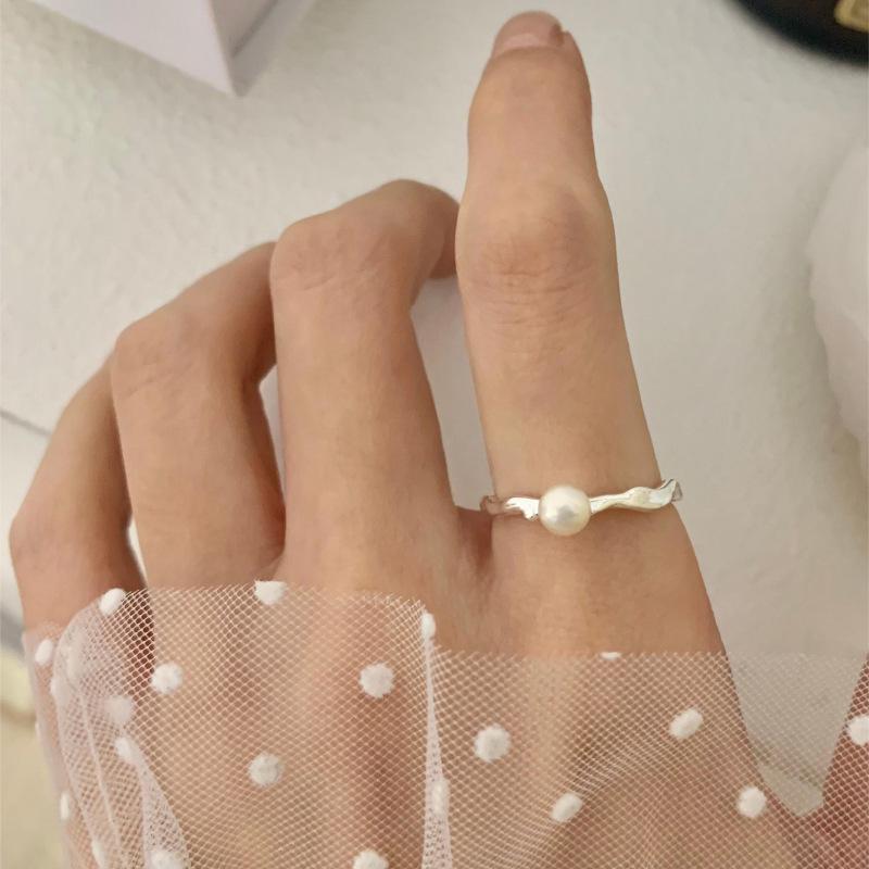 Trendy Adjustable Pearl Twist Ring – Versatile  Fashionable Stackable Open Design for Women Open Adjustable