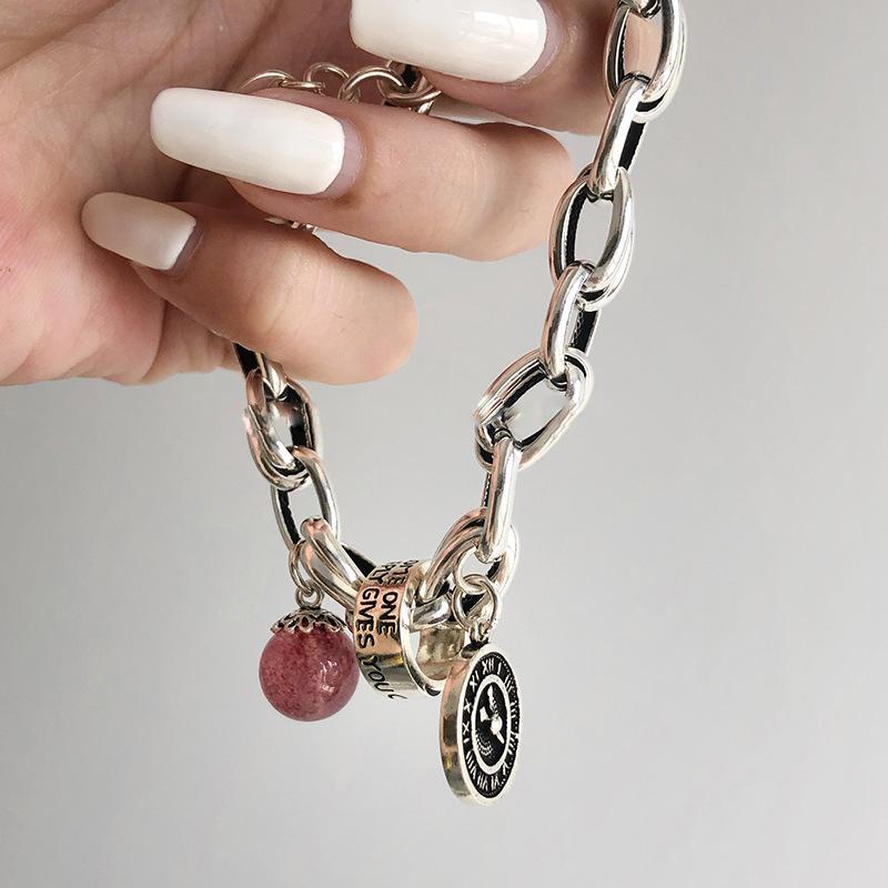 925 Sterling Silver Thai Silver Bracelet for Women Vintage Geometric Heart Love Lucky Punk Jewelry 2026 New