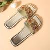 Fashion 2024 New Summer Style Fashionable Comfortable and Casual Flat Bottom Rhinestone Square Toe Wear-resistant Slippers for Women