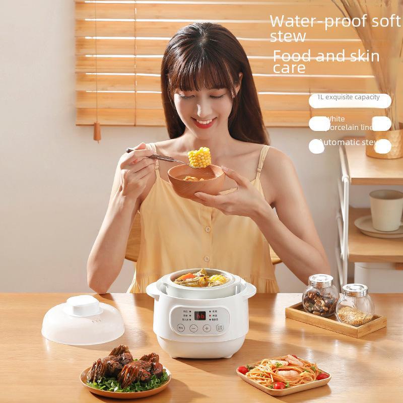 Electric Mini Ceramic Stew Pot with Timer - Auto Health Bird's Nest Steamer & Home Gift