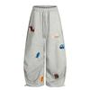 2025 Women's Autumn/Winter Embroidered Cartoon Drawstring Wide-Leg Pants