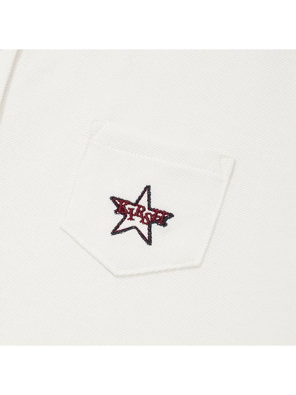 KIRSH Button Detail Slim Fit Collared T-Shirt [Ivory]