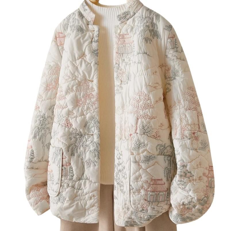 2024 Women’s High-End Embroidered Cotton Jacket: New Chinese Style Winter Fashion Trend