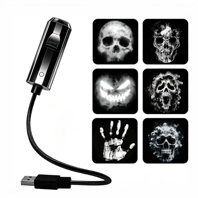 USB Halloween Christmas Projector Light with Adjustable Gooseneck & Swap Pattern Films – Indoor Outdoor Decor for Parties, Home, Windows