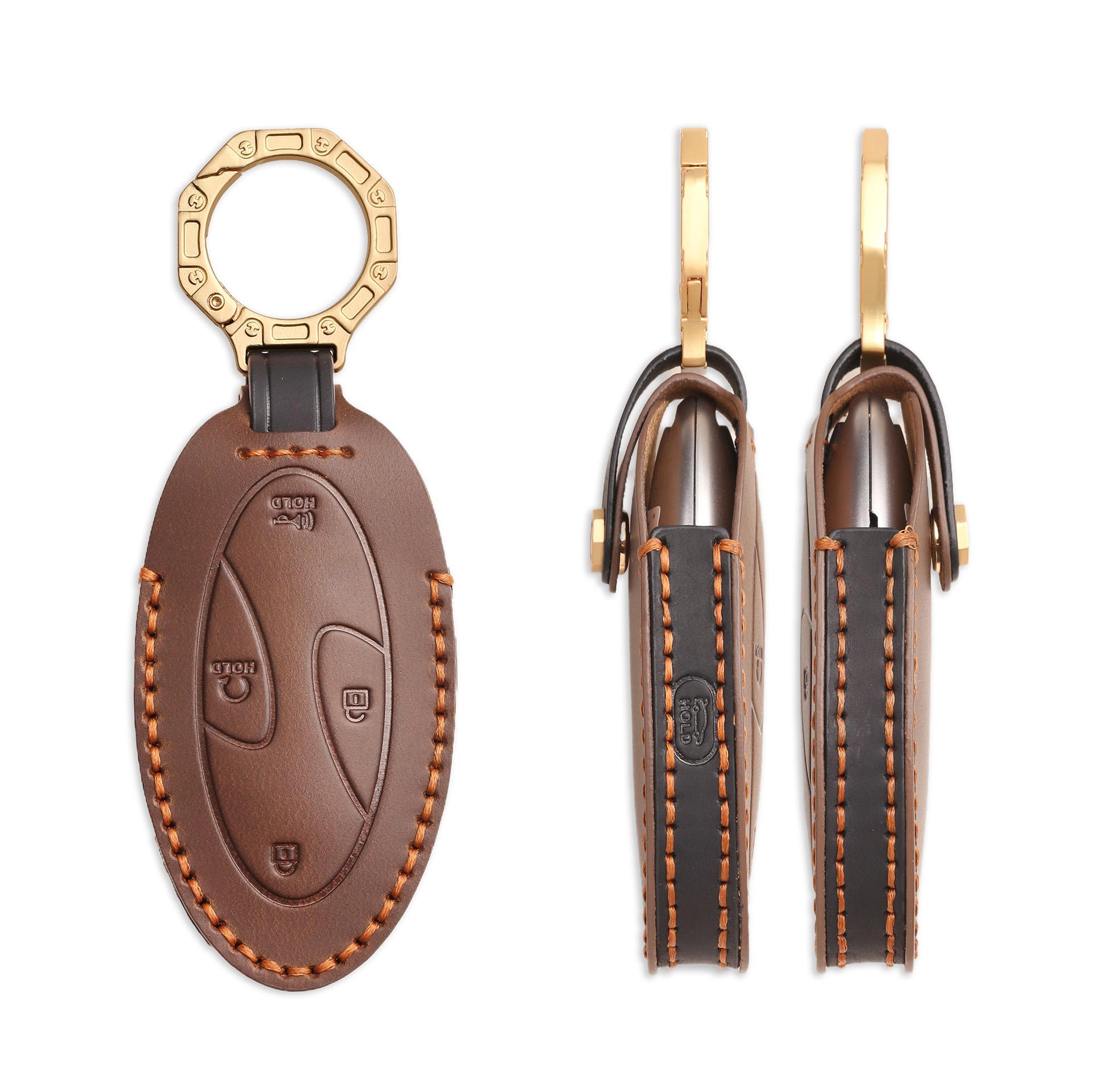 

Korean hot-selling car key cover is suitable for Hyundai car leather key bag, purely handmade cowhide products gift box