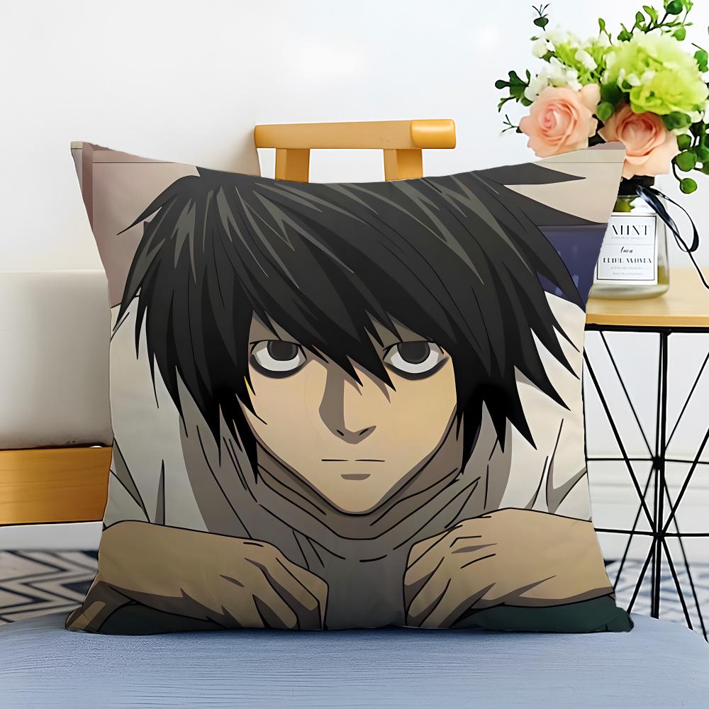 DDeath Note Cushion Cover Washable Linen Pillowcase Soft for Sofa Bed Cozy Home Room Decor