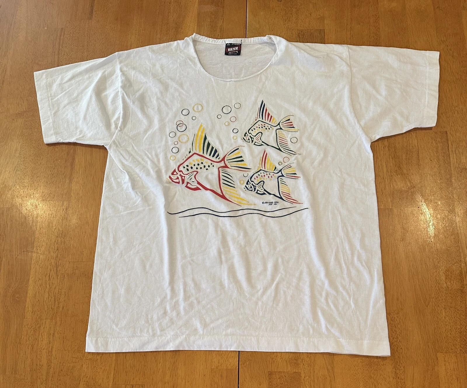 Vintage 1995 Joe Cool Fish T Shirt Large Single Stitch 2XL