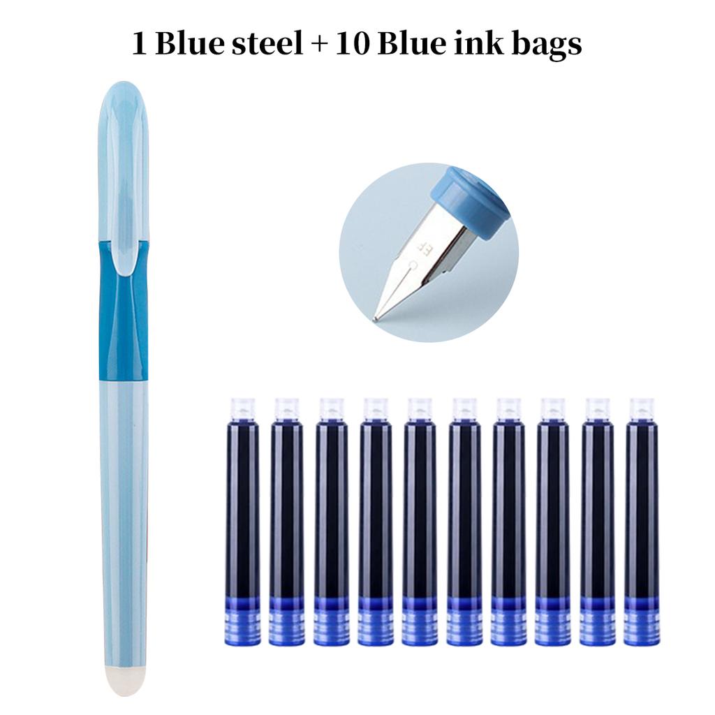 Kawaii Stance Pen Soft Grip, Erasable Replaceable Ink Children's Writing Posture Training Pen School Student Stationery Supplies