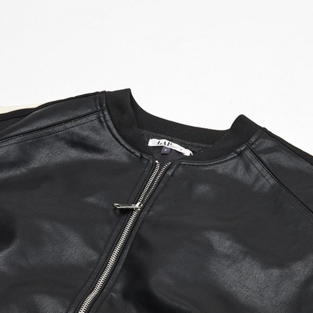 LAP Tape Sleeve Color Block Leather Blouson Jumper Ar1lz220